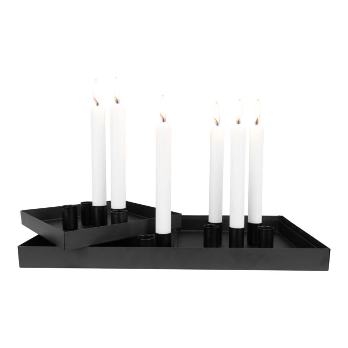 Комплект 3 черни метални поставки за свещи